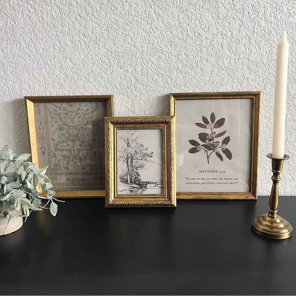 SET OF 3 Christian Bible Verse Art in Refinished Vintage Frames Gallery Wall